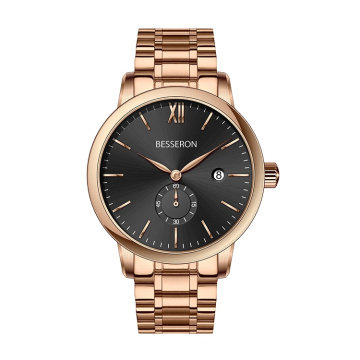 New Trending wristwatch black leather color big date men quartz watches